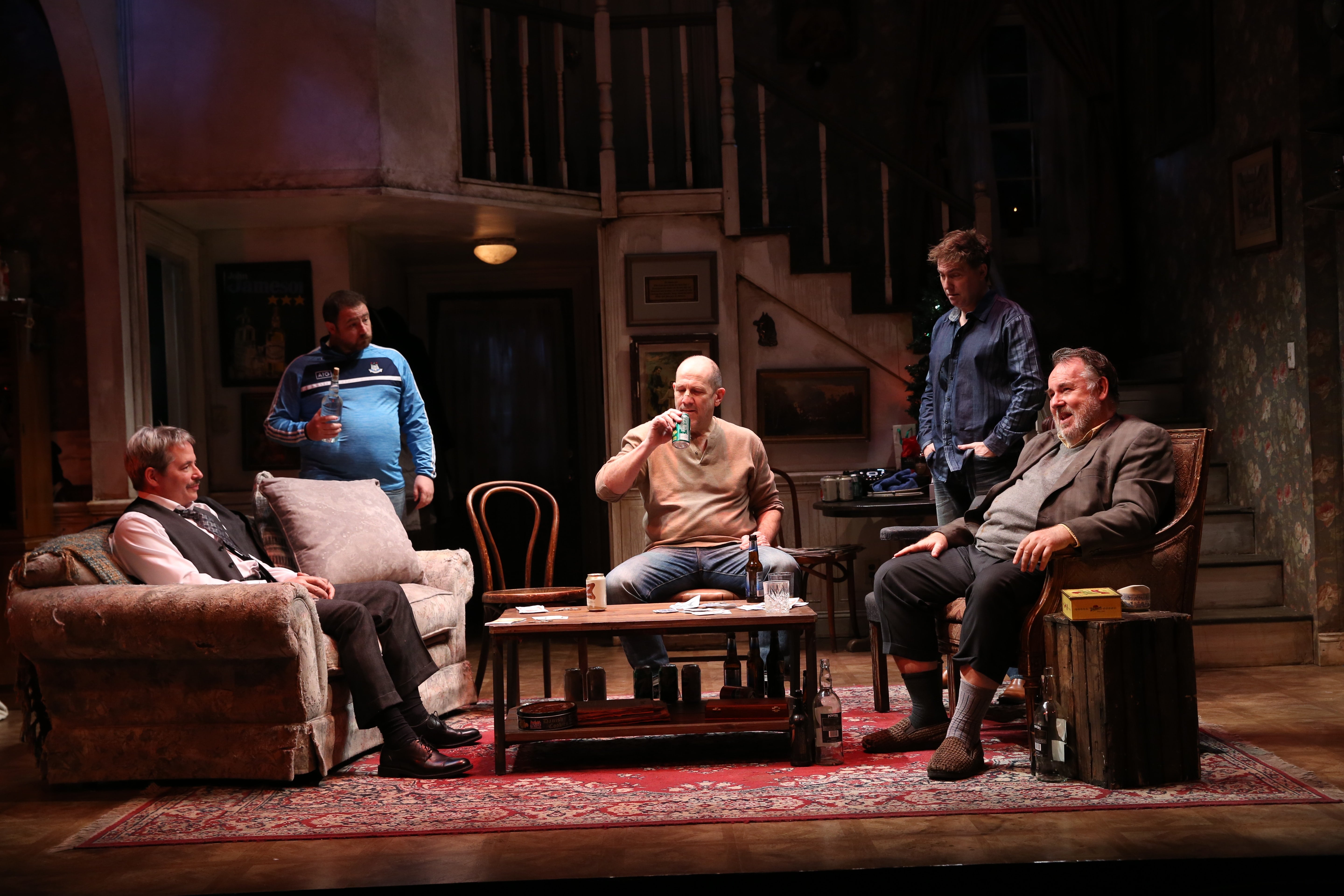 Matthew Broderick, Michael Mellamphy, Andy Murray, Tim Ruddy, and Colin McPhillamy. Photo by Carol Rosegg.