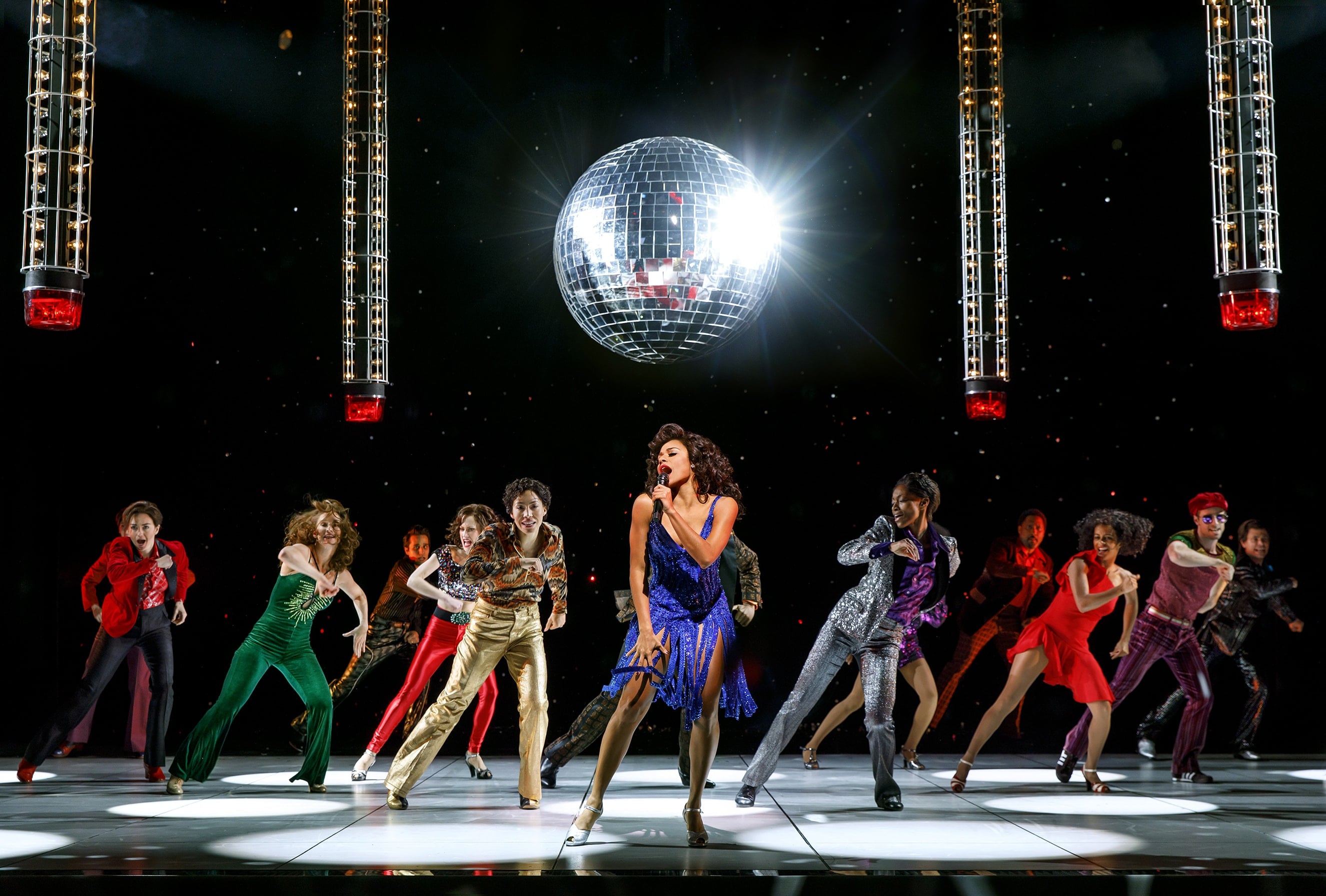 Ariana DeBose (center)and company. Photo by Joan Marcus. 