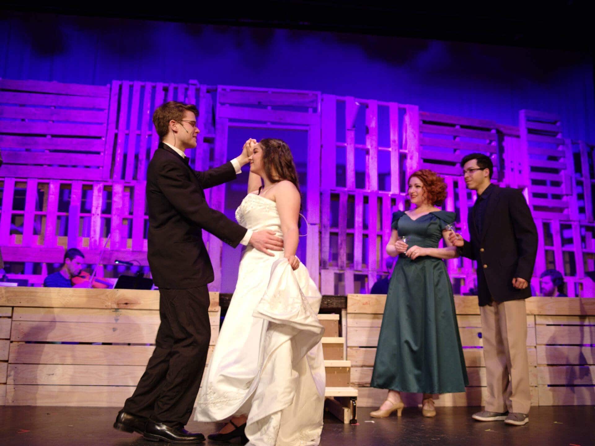 Michael Nugent, Missy Spangler, Emily Mudd, and Luis "Matty" Montes in Big Fish. Photo by John Cholod.