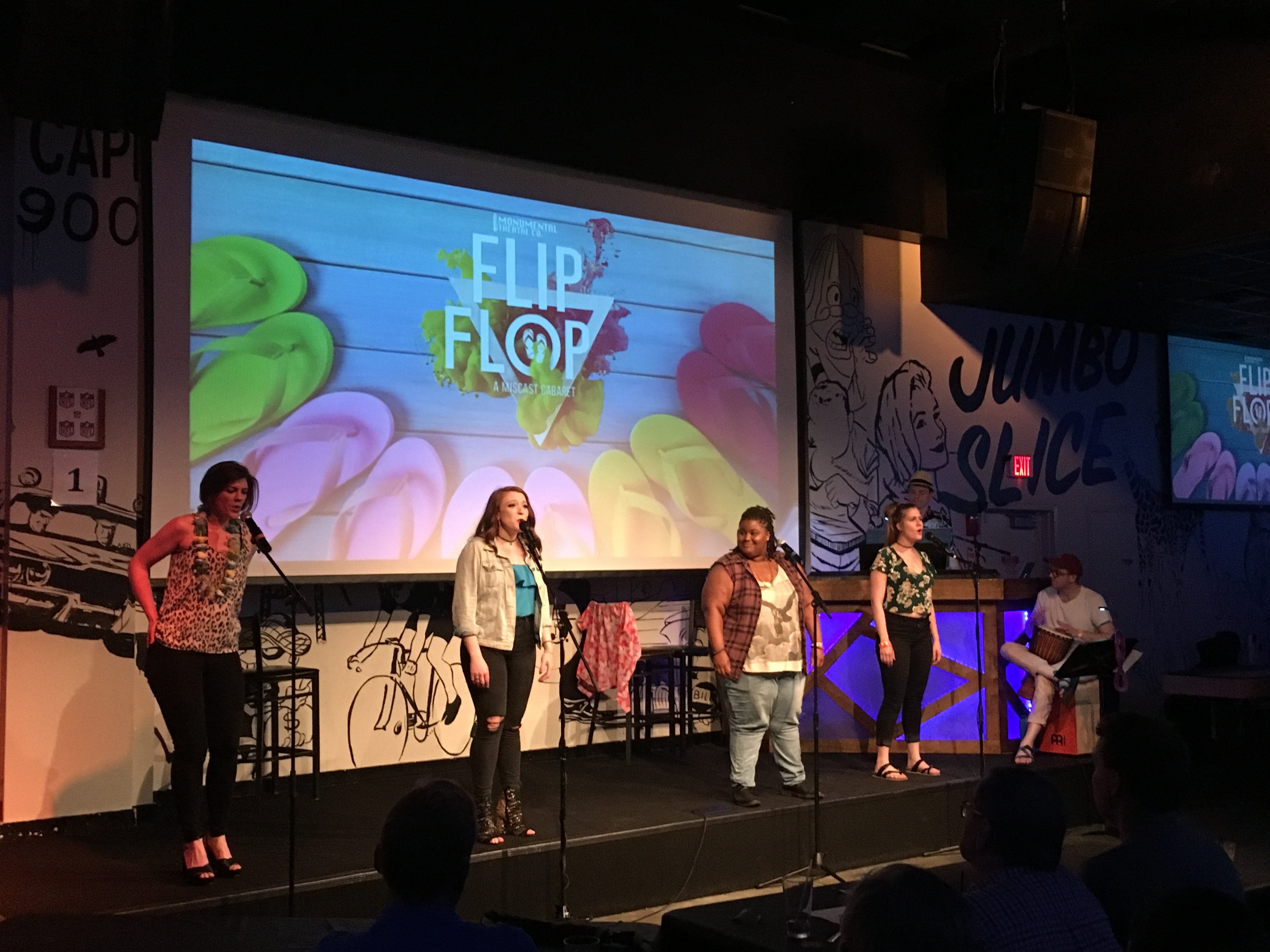 Monumental Theatre Company's cast performs during Flip Flop. Photo by Beth Amann.