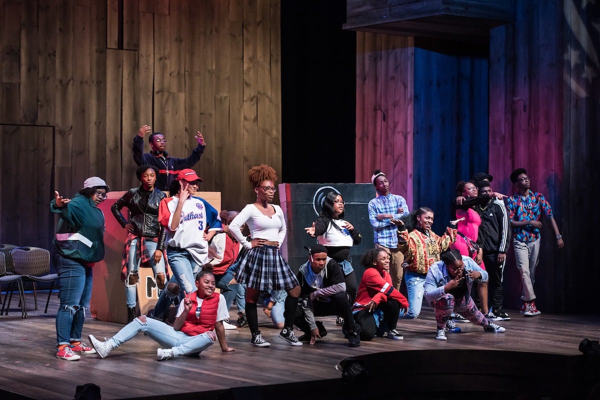 Text Alive! Students from Charles Flowers High School performing a scene from Twelfth Night. Photo by Kevin Allen. 