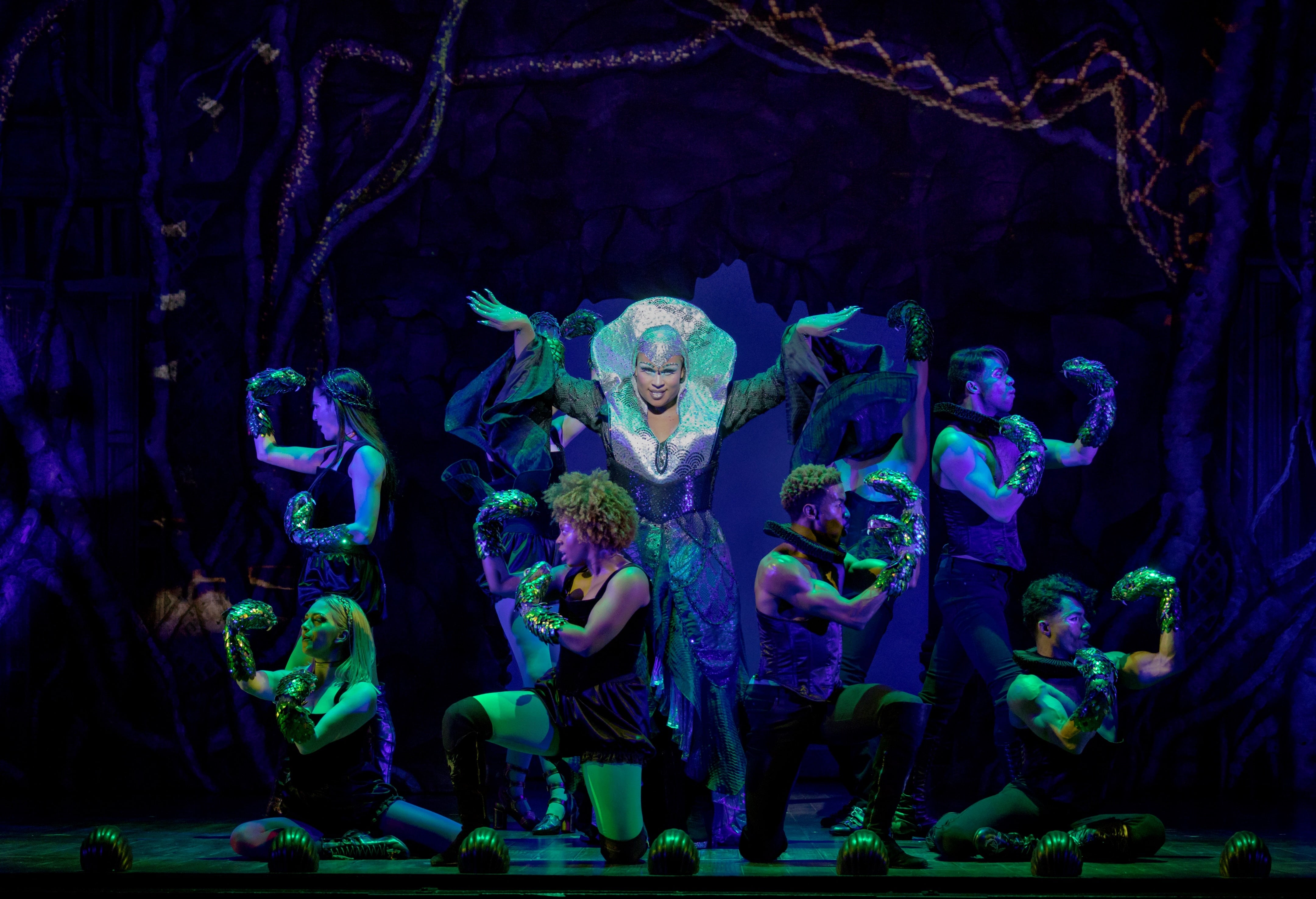 Peppermint (center) and the ensemble. Photo by Joan Marcus.
