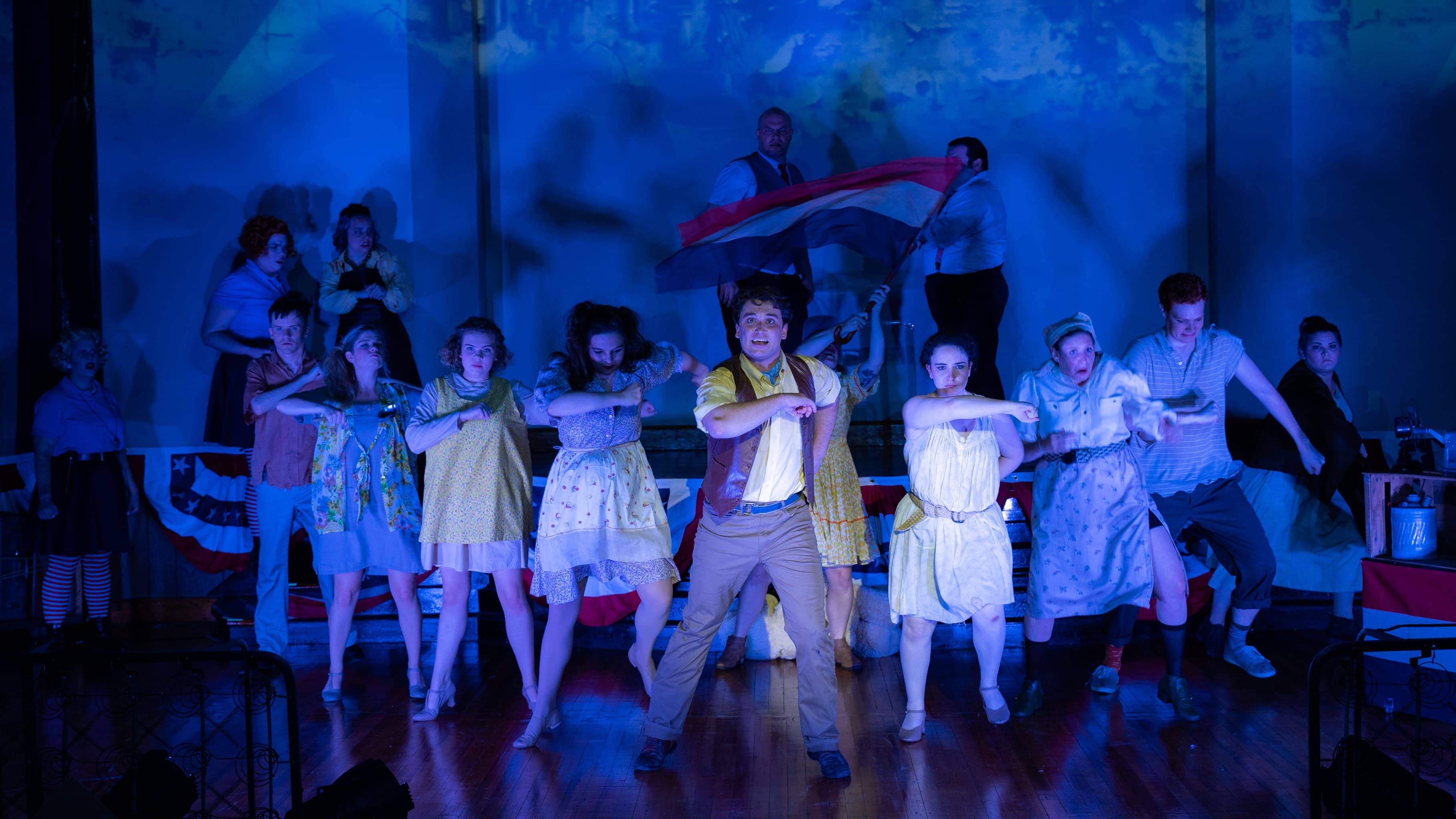 The cast of Urinetown at Stillpointe Theater. Photo courtesy of the theater. 