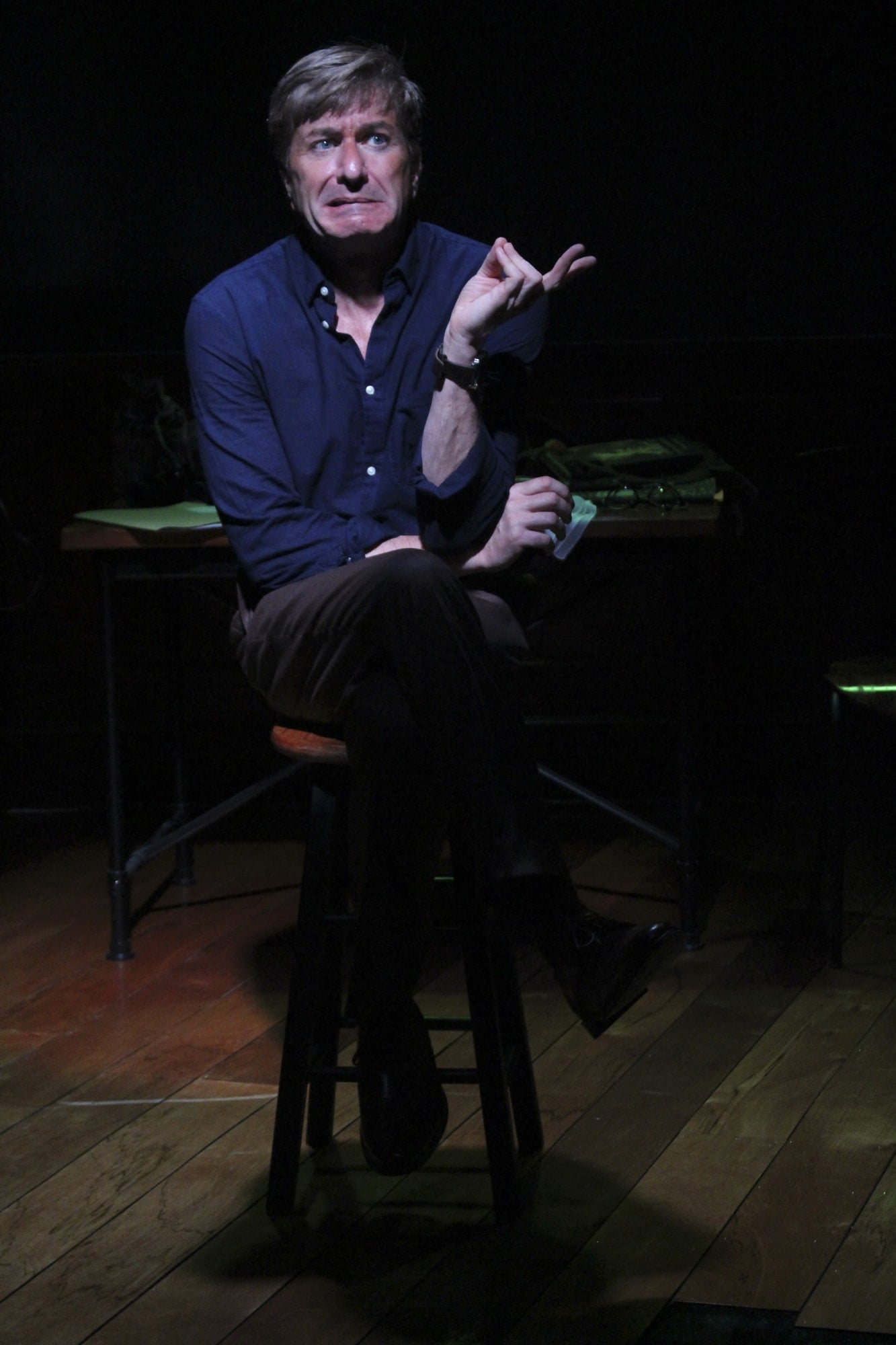 Jeffrey Plunkett in The Absolute Brightness of Leonard Pelkey, written by James Lecesne, directed by Kate Alexander. Performed at the Logan Festival of Solo Performances, 1st Stage. Photo by Alexandria Hill.