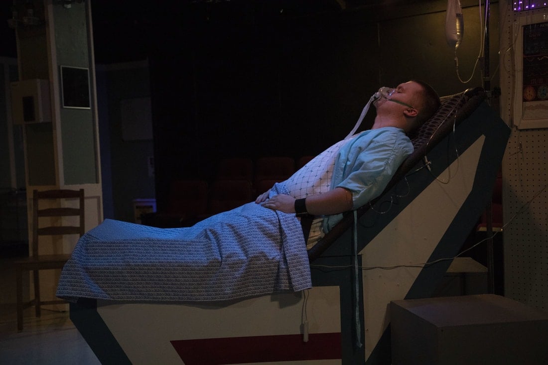 Brandon Richards as Patient 37 in Consent, now playing at Spotlighters Theatre. Photo by Shealyn Jae Photography.