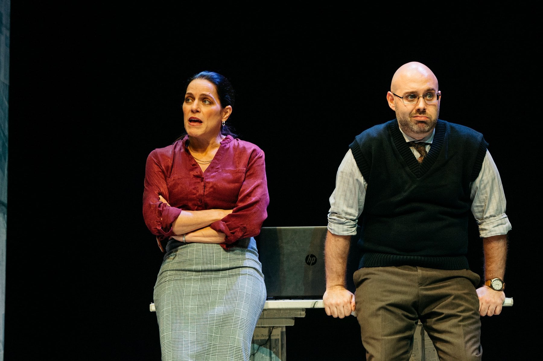 Susan Marie Rhea as Carla and Michael Innocenti as Leo in Lincolnesque, now playing at the Keegan Theatre. Photo by Cameron Whitman Photography.