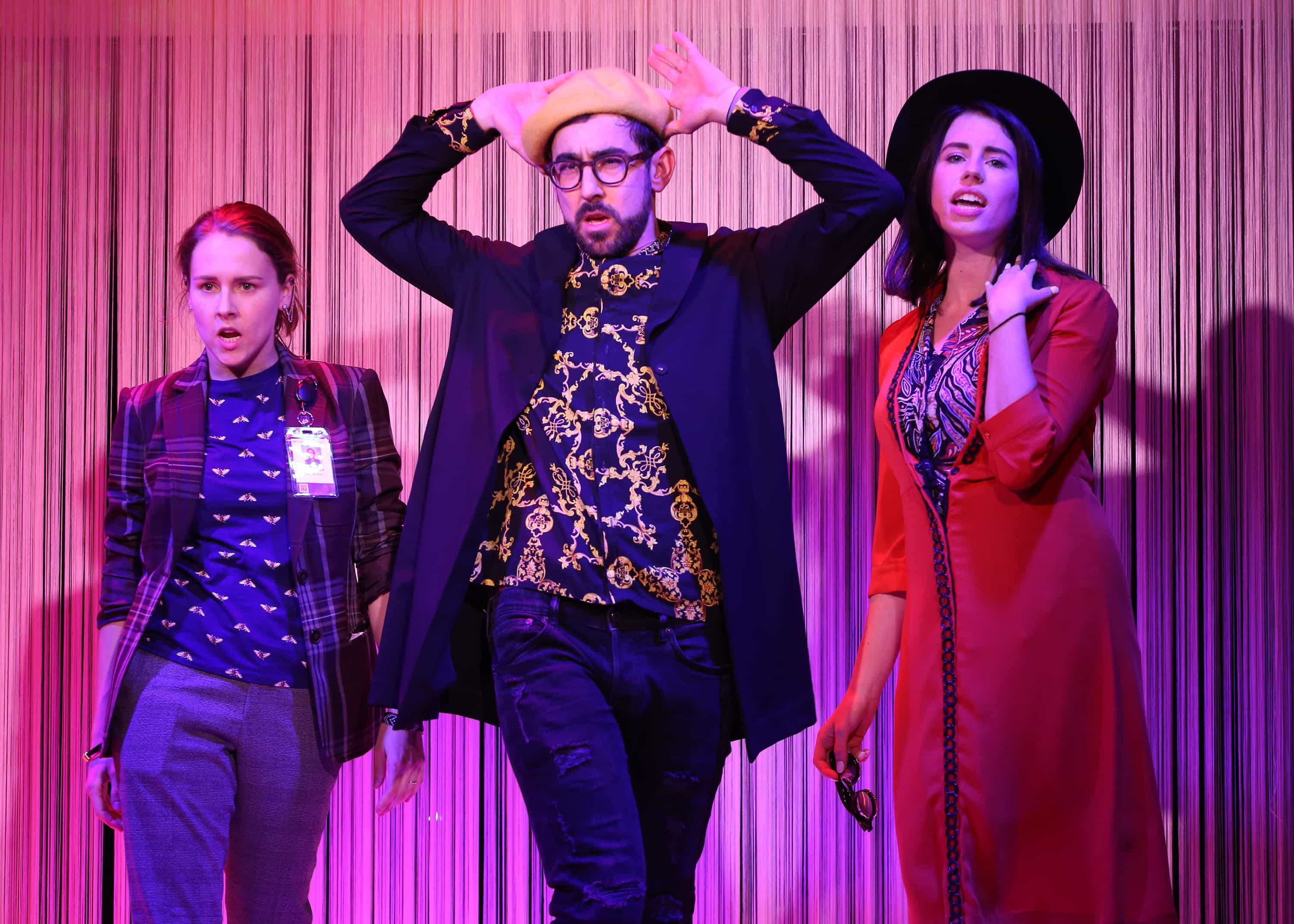 Leslie Hiatt, Max Crumm, and Allie Trimm. Photo by Carol Rosegg.