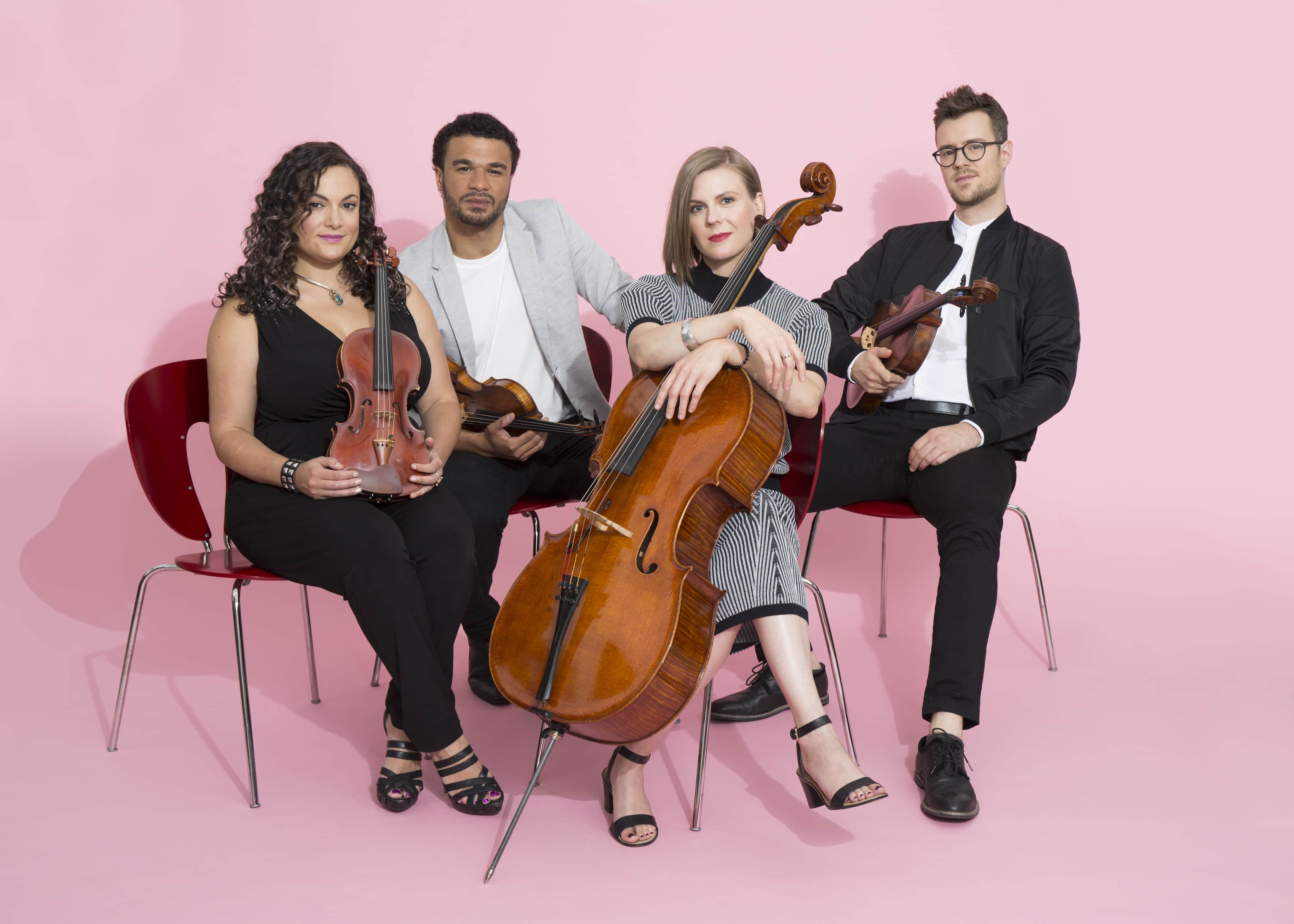 Violinist Jannina Norpoth, Violinist Curtis Stewart, Chellist Amanda Gookin, and Violist Nick Revel. Photo courtesy of PUBLIQuartet.