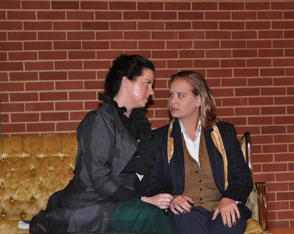 Lori Brooks and Hannah Neville in Hedda Gabler. 
