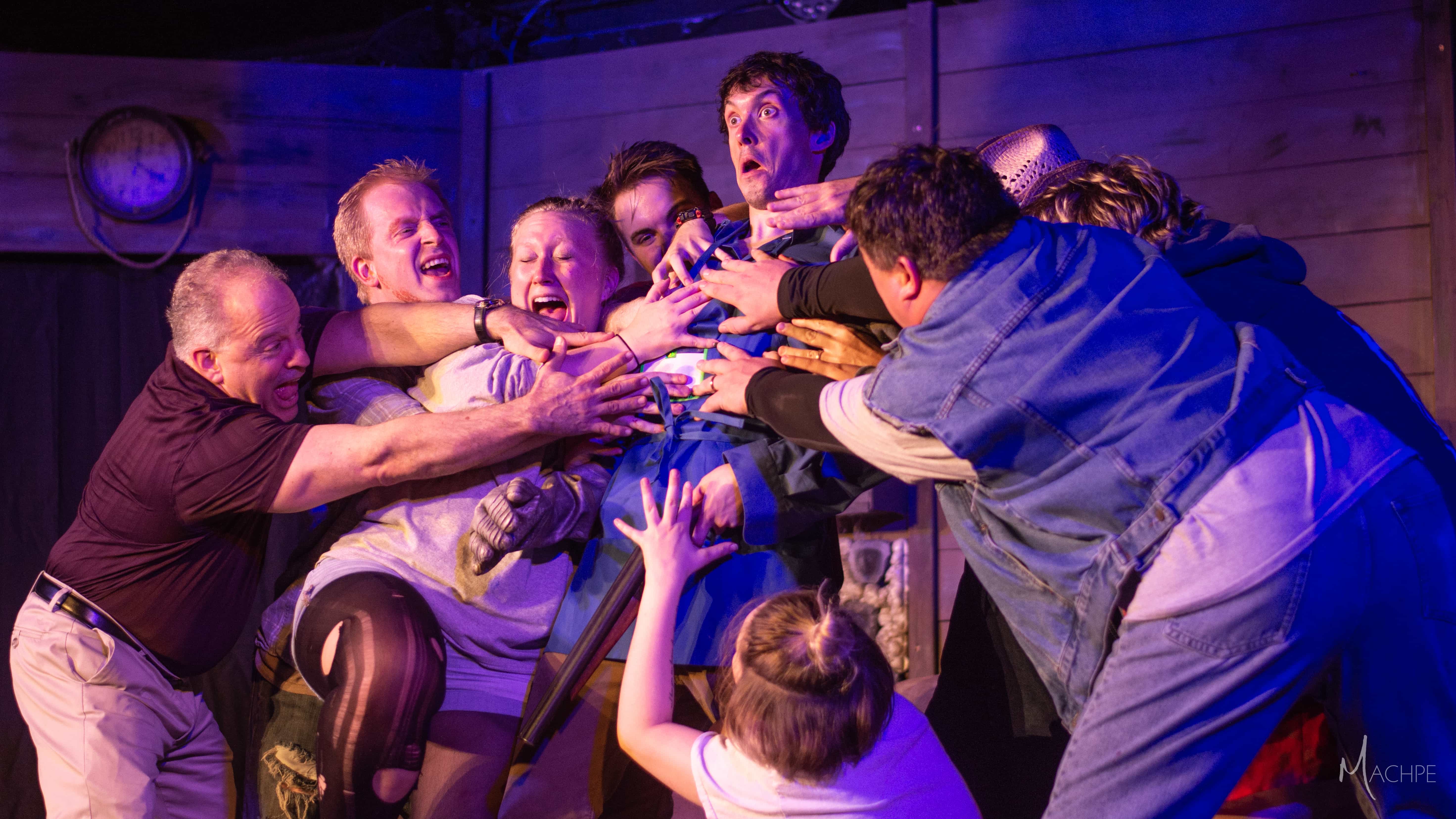 The cast of Evil Dead: The Musical, presented by Deer In The Spotlight Productions. Photo by Matthew Peterson/Machpe Photography.