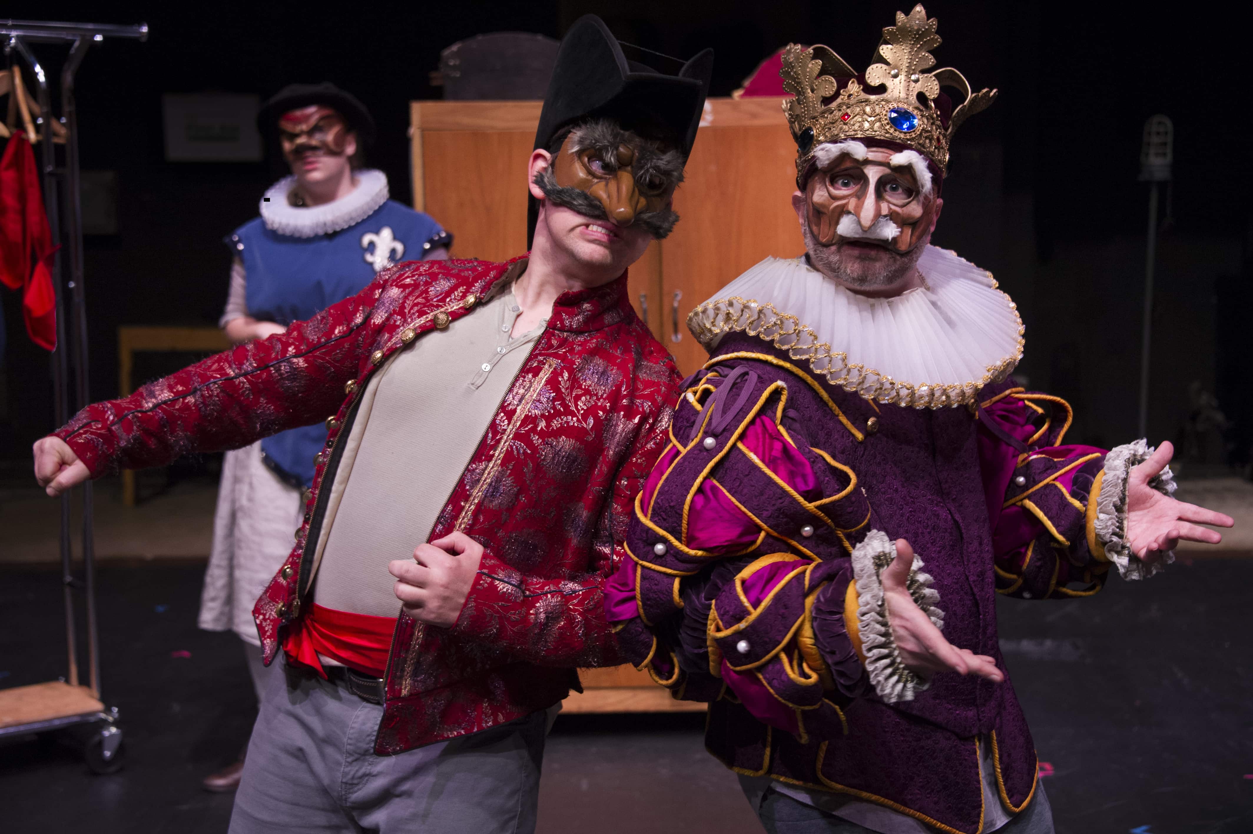 L-R: Casey Johnson-Pasqua, Ben Lauer, and Jesse Terrill in Faction of Fools' production of Shakespeare's Henry V, now playing at Gallaudet University's Elstad Auditorium. Photo by C. Stanley Photography.