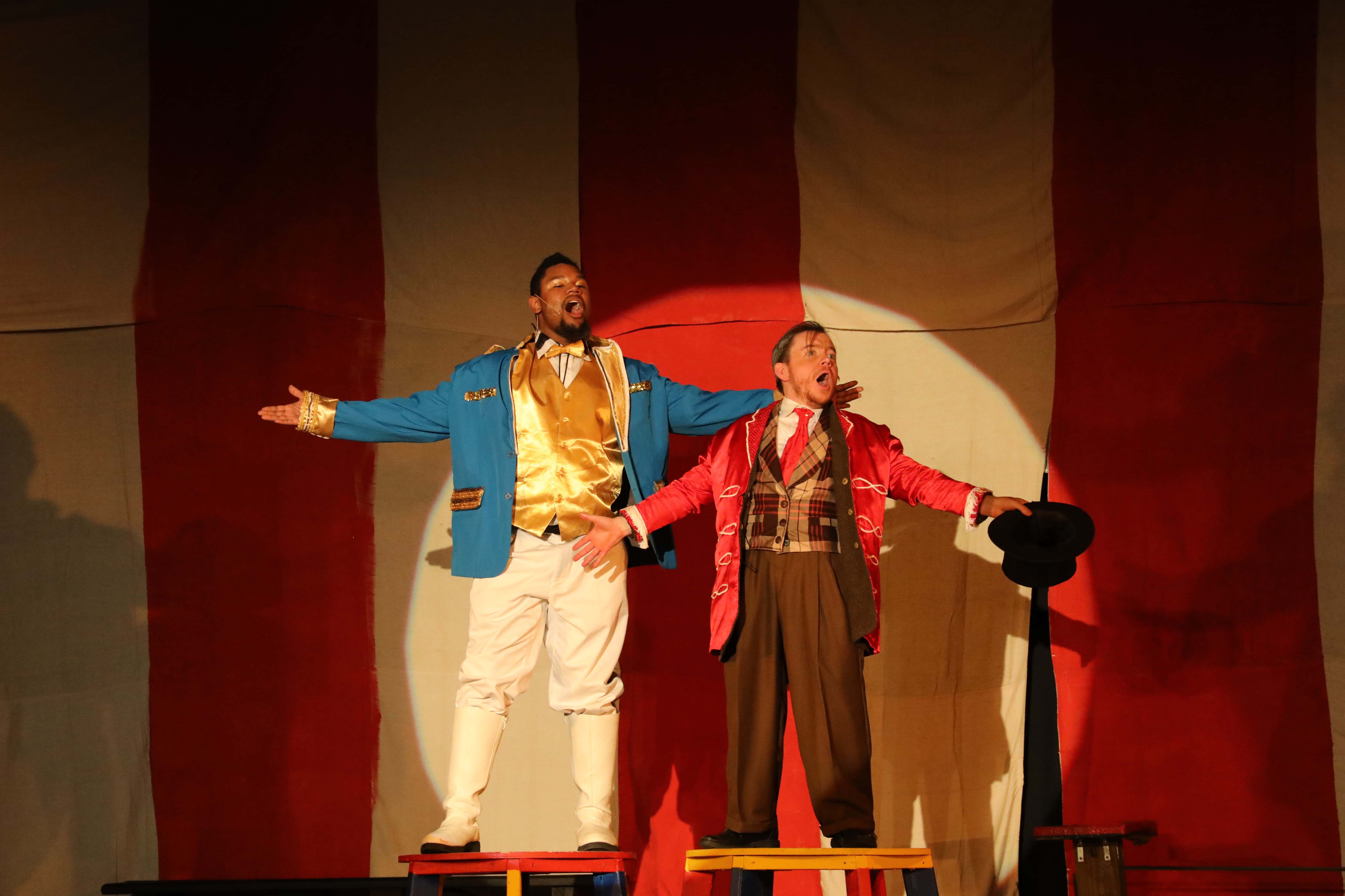 James Doggett (left) as Bailey and Matt Wetzel (right) as Barnum. Photo by Shealyn Jae Photography