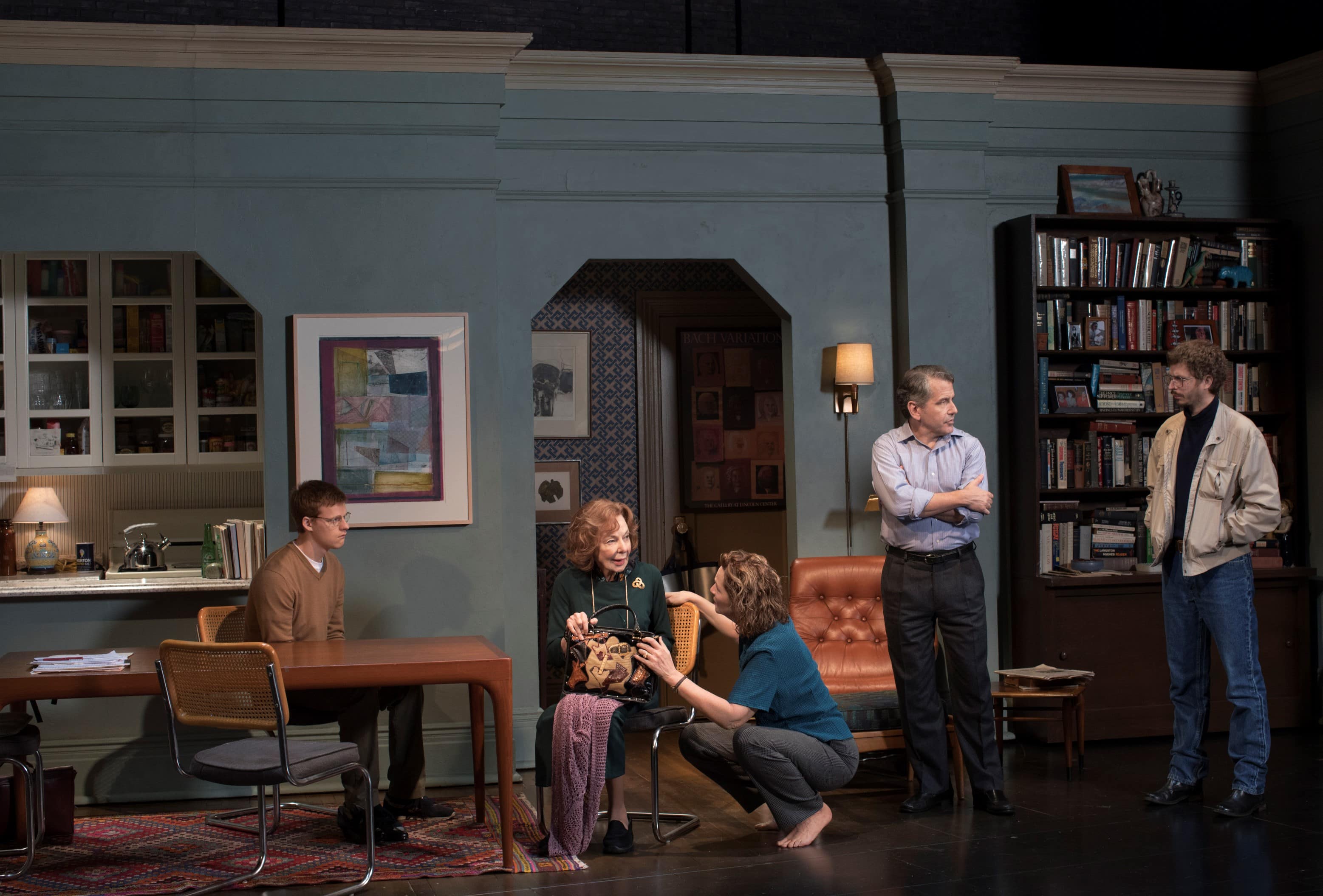 Lucas Hedges, Elaine May, Joan Allen, David Cromer, and Michael Cera. Photo by Brigitte Lacombe. 