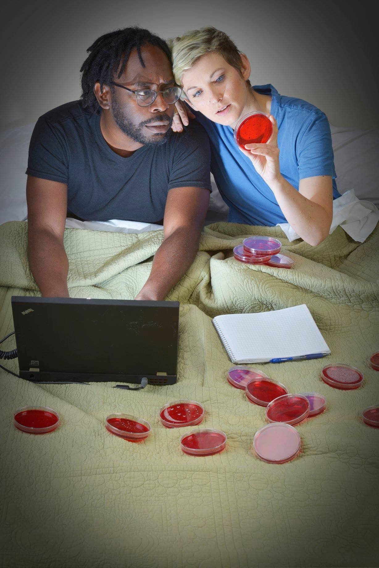 James Ijames and Mary Tuomanen in a pre-production photo for Completeness at Theatre Exile. Photo by Robert Hakalski.