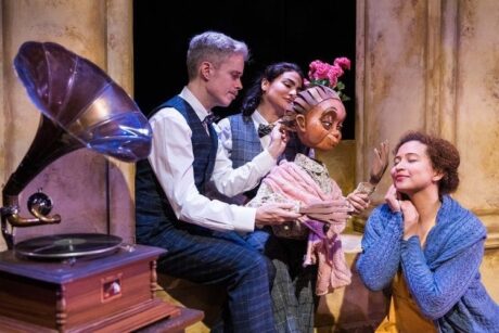 L-R: Jon Reynolds, Vanessa Chapoy, and Sharalys Silva (The Blind Woman) in Visions of Love by Pointless Theatre Company. Photo by DJ Corey Photography.