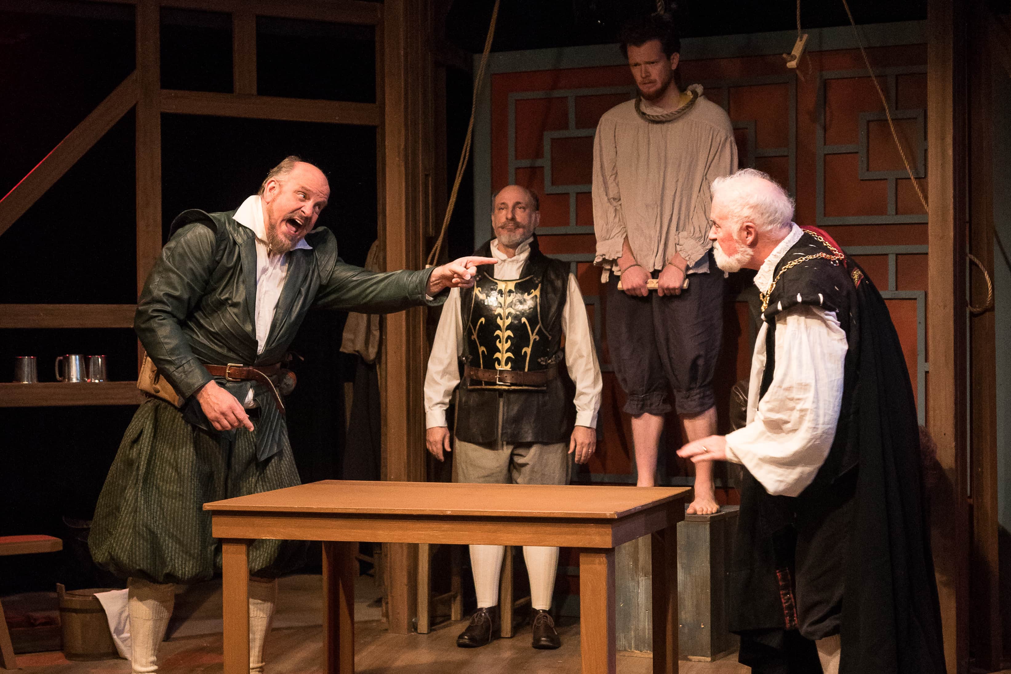 Keith Cassidy, David Dubov, Nicholas Temple, and Gary Sullivan in Equivocation at Silver Spring Stage. Photo: Harvey Levine.