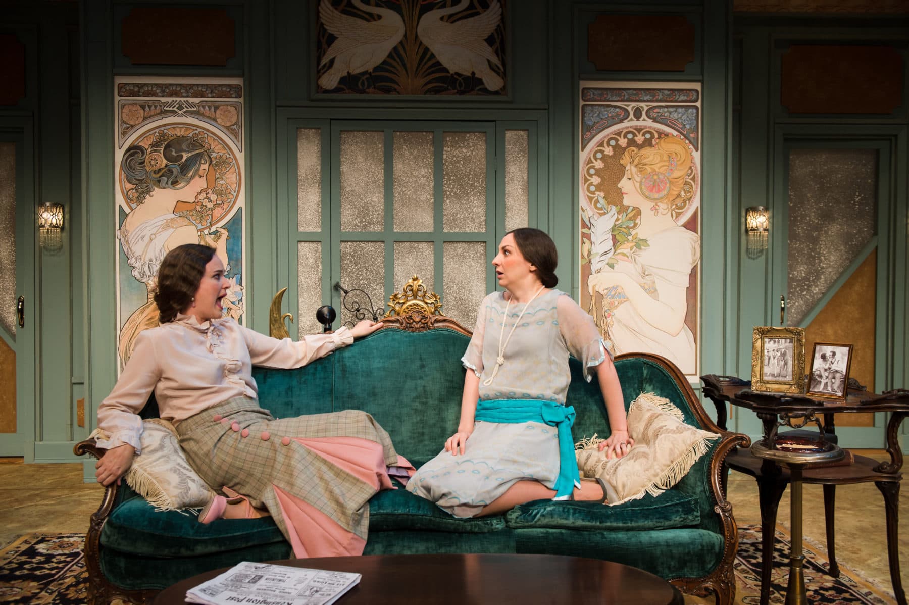 Elizabeth Anne Jernigan and Teresa Spencer in Noel Coward's "Fallen Angels" at NextStop Theatre Company. Photo by Lock and Company.