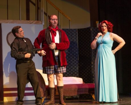 Todd Hochkeppel, Ryan Geiger and Robyn Bloom in Silhouette Stages' production of 'Anything Goes.' Photo by Russell Wooldridge.