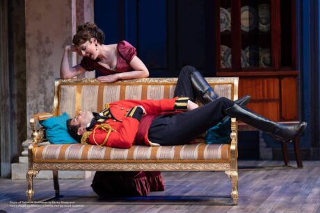 Rebekah Brockman as Becky Sharp and Adam Magill as Rawdon in 'Vanity Fair' at the Shakespeare Theatre Company. Photo by Scott Suchman.