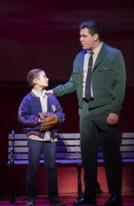 Frankie Leoni (Young Calogero) and Richard H. Blake (Lorenzo) in A Bronx Tale. Photo by Joan Marcus. 