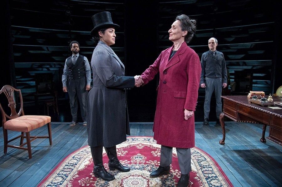 Joshua David Robinson, Jacqueline Correa (JQA/Abraham Lincoln/Louisa Adams), Phyllis Kay (JQA/George Washington/Abigail Adams/Louisa Adams) and Eric Hissom in 'JQA' at Arena Stage. Photo by C. Stanley Photography.