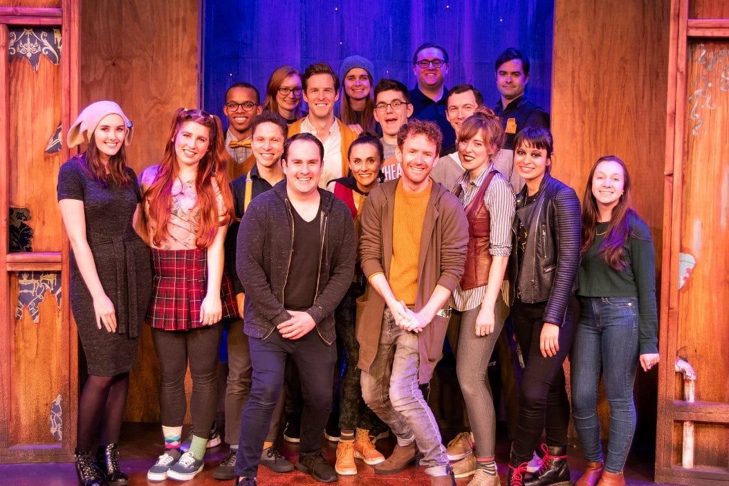 Keith Rubin with the cast of Puffs. Photo courtesy of the production. 