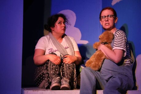 Jess Rivera as Henri and Katharine Vary as Cecil in 'And Baby Makes Seven' at The Strand. Photo by Shealyn Jae Photography.