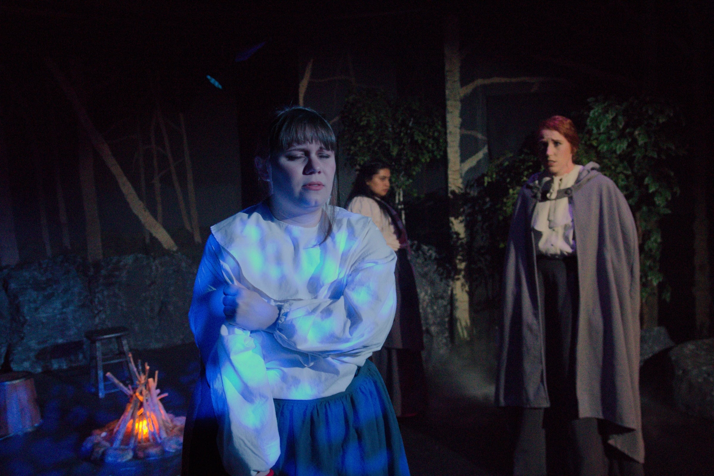 Left to Right: Megan Safko (Mercy Lewis), Malissa Cruz Romero (Abigail Williams), Sarah Luckadoo (Ann Putnam Jr.) Photo by John Cholod..