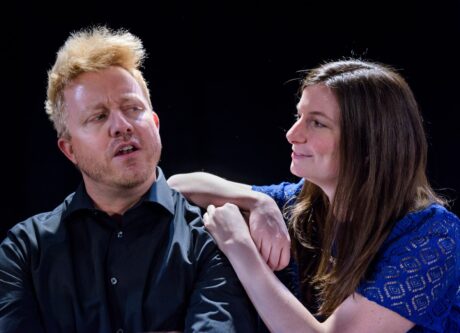 Mark Chalfant and Elaine Colwell perform with Washington Improv Theater's iMusical. Photo by Jeff Salmore.