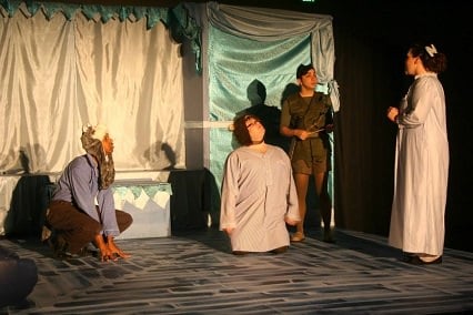 With Derek Cooper, Bob Harris, Sam Hayder and Casey Lynne Garner. Photo courtesy of Pumpkin Theatre.