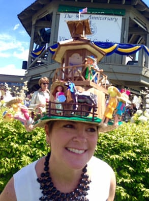 One of the award-winning hats in front of the Steward’s Stand.