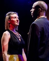 (From left:) Melissa Marie Hmelnicky (Hippolyta), Christian R. Gibbs (Theseus). Photo by Teresa Castracane Photography.