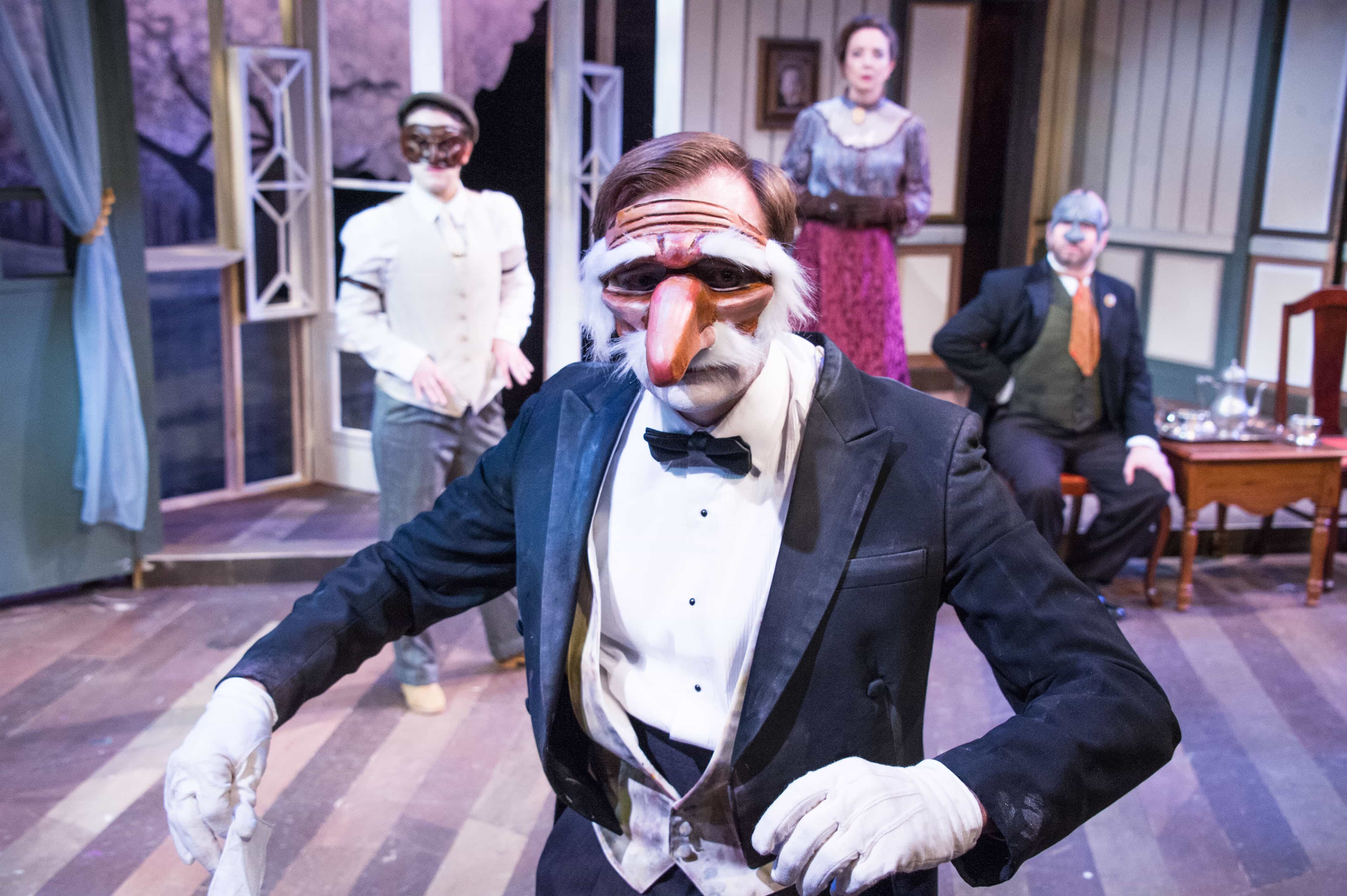 Jack Novak (foreground), Kathryn Zoerb, Sara Barker, and Jesse Terrill (background) in The Cherry Orchard. Photo by C. Stanley Photography.