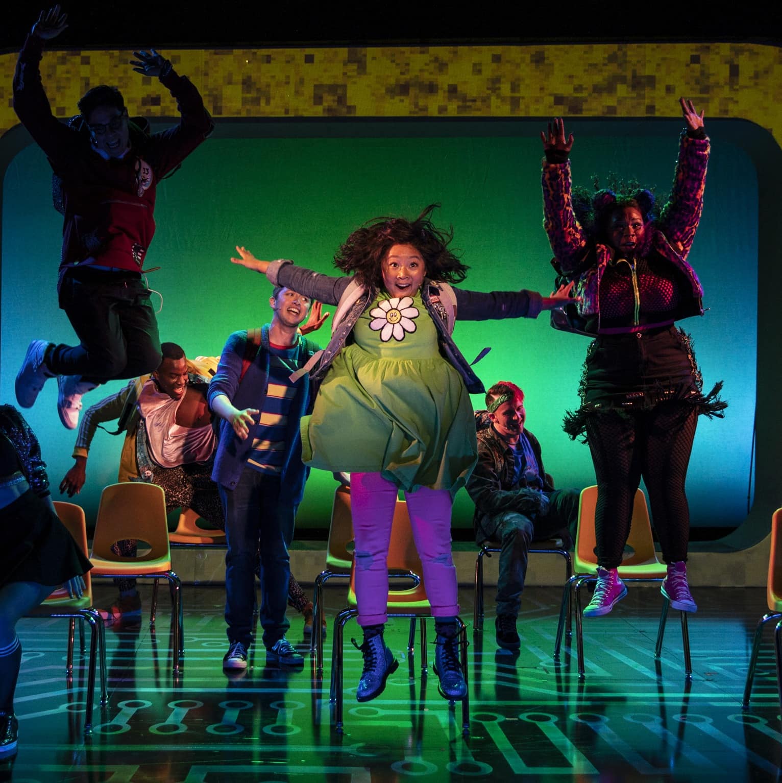 George Salazar (left) and cast in Be More Chill. Photo by Maria Baranova.