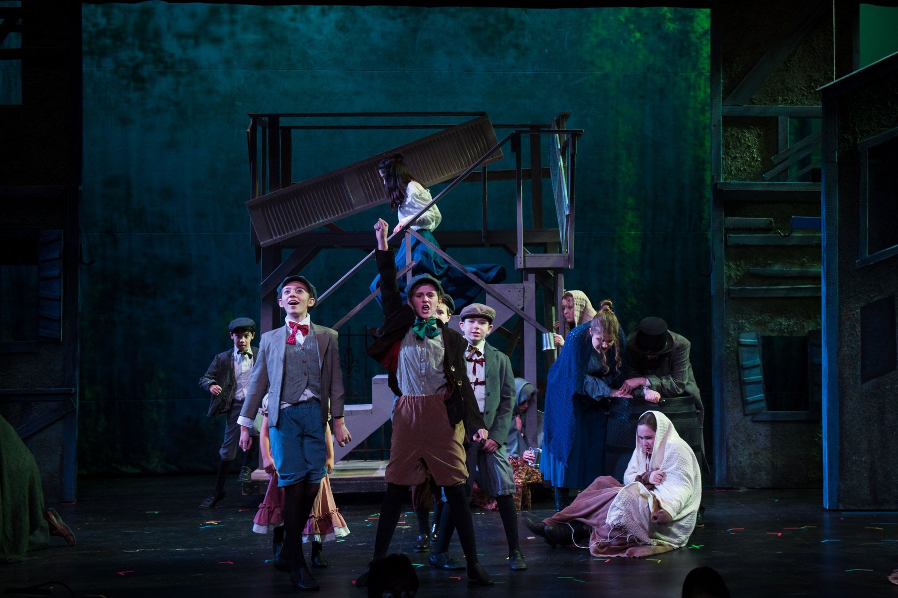 The cast of Ovations Theatre's Les Misérables: School Edition. Photo by Lock & Company.