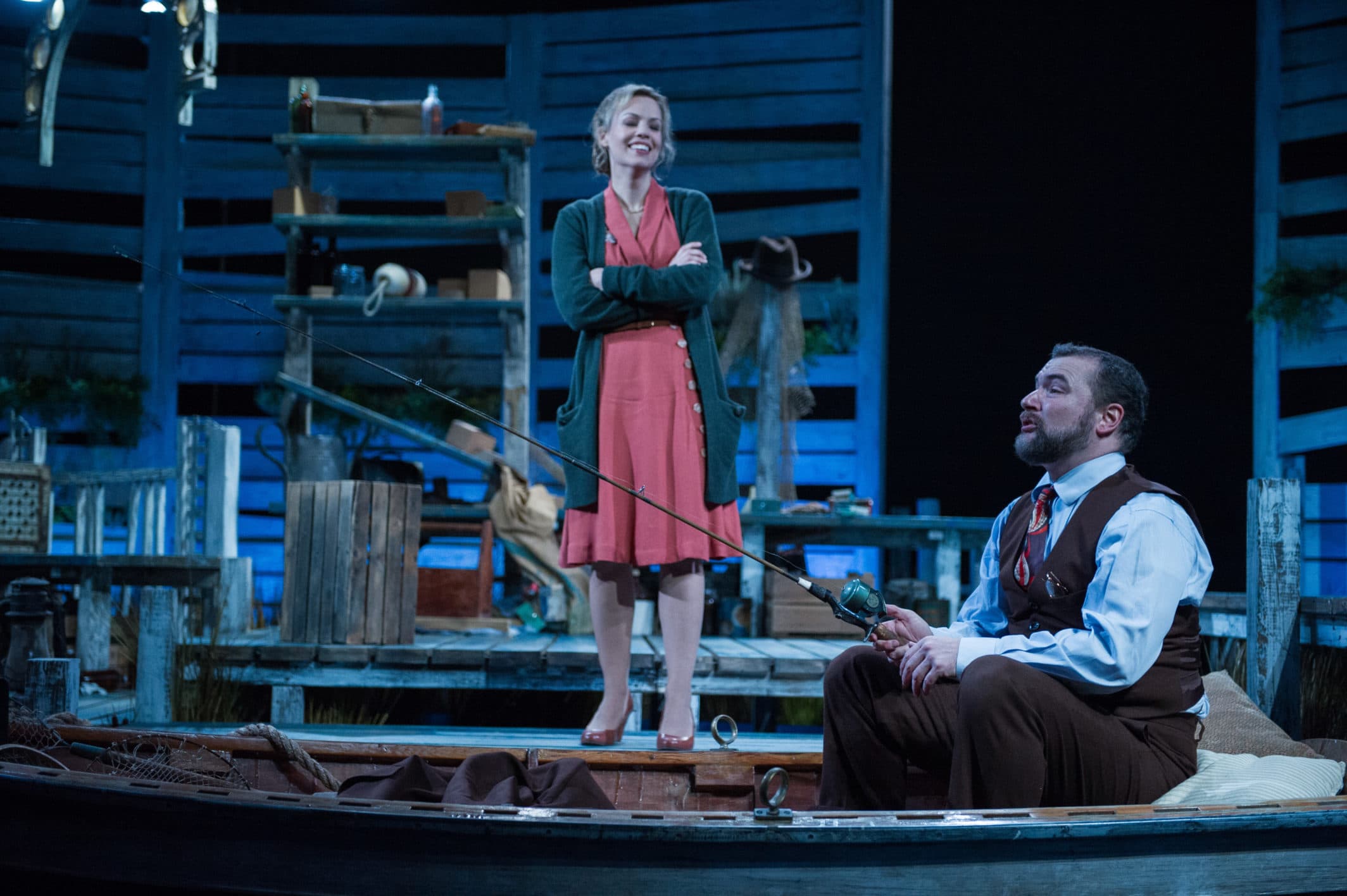 Erin Weaver (Sally Talley) and John Taylor Phillips (Matt Friedman) in Theater J's production of Talley's Folly. Photo by C. Stanley Photography.