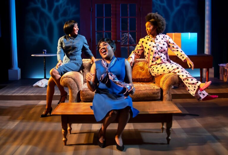 Kara Tameika Watkins, Roz White, and Ayana Reed in 'Three SIstahs' at MetroStage. Photo by Chris Banks.