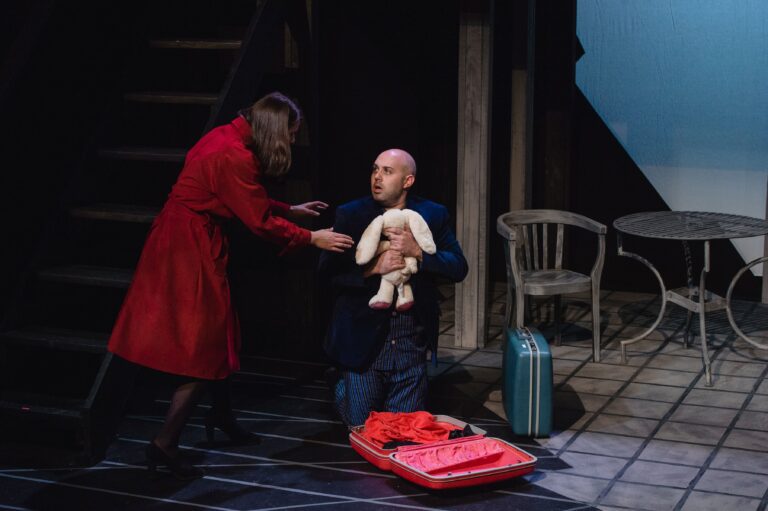 Brianna Letorneau, and Michael Innocenti in Paula Vogel's The Baltimore Waltz, now playing at the Keegan Theatre. Photo by Cameron Whitman.