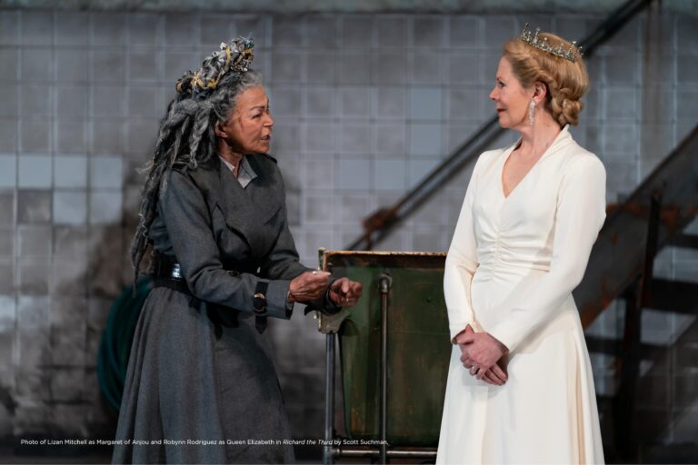 Lizan Mitchell as Margaret of Anjou and Robynn Rodriguez as Queen Elizabeth in Shakespeare Theatre Company's production of 'Richard the Third.' Photo by Scott Suchman.
