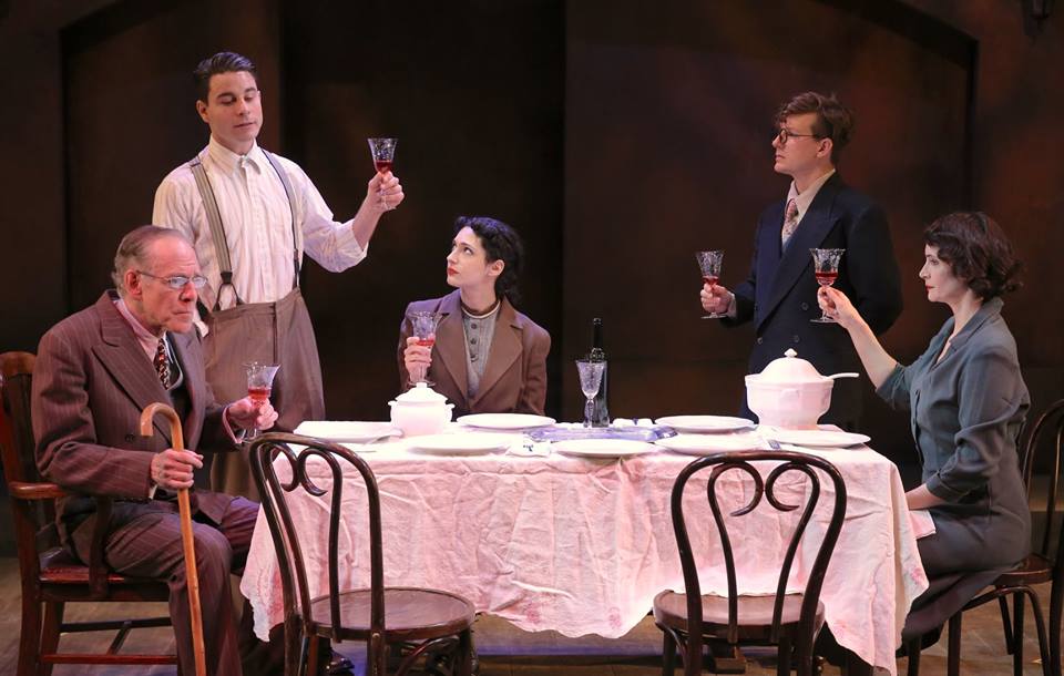 Mark Jacoby, Sean Hudock, Sophia Blum, Seamus Mulcahy, and Carey Van Driest. Photo by Carol Rosegg.