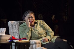 Danielle A. Drakes in the one-woman play Twilight: Los Angeles, 1992. Photo by Katie Simmons-Barth.