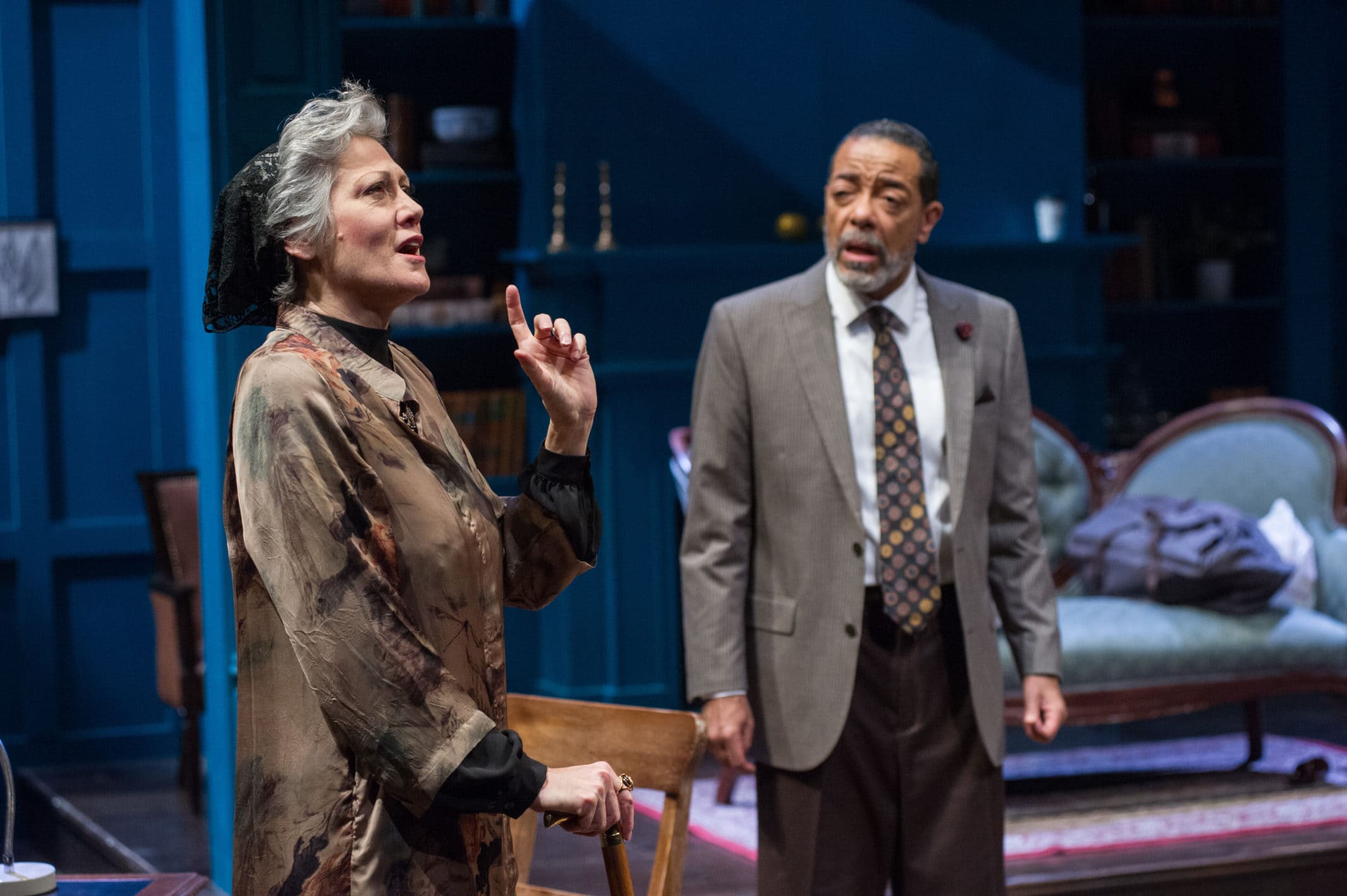 Valerie Leonard and Frank X in Theater J's production of 'The Jewish Queen Lear,' playing at Georgetown University's Davis Performing Arts Center through April 7. Photo by C. Stanley Photography.