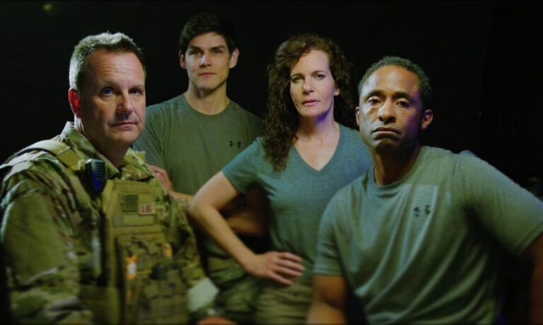 The cast of 'Last Out': Scott Mann, Bryan Bachman, Ame Livingston, and Len Bruce. Photo courtesy of 'Last Out.'