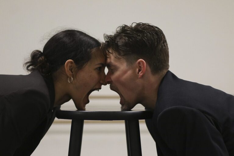 Francesca Dugarte and Jonathan Jordan in rehearsal of 'Prufrock.' Photo by Luna Photography.