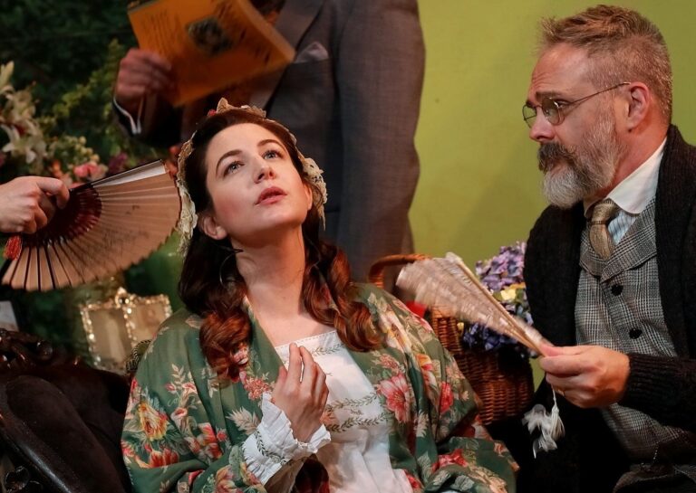 Marnie Kanarek as Dulcie and Craig Houk as Richard in Quotidian Theatre Company's production of 'The Mollusc.' Photo by Steve LaRocque.