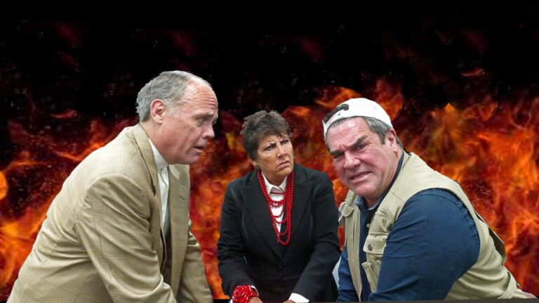 William Bodie as Bobby Gould, Jayne Victor as The Assistant and Michael Donahue as the Interrogator. Photo by Thomas Udlock.