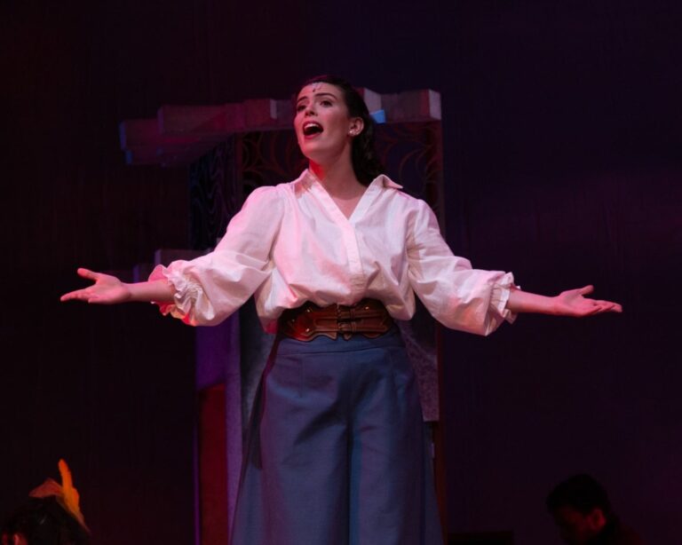 Robin Weiner as Belle in The Arlington Players' production of 'Beauty and the Beast.' Photo by Rich Farella.