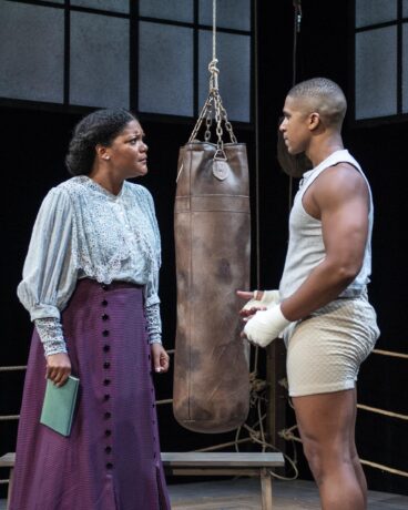 Lolita Marie as Nina and Jaysen Wright as Jay "The Sport" Jackson in 'The Royale' at Olney Theatre. Photo by Teresa Castracane Photography.