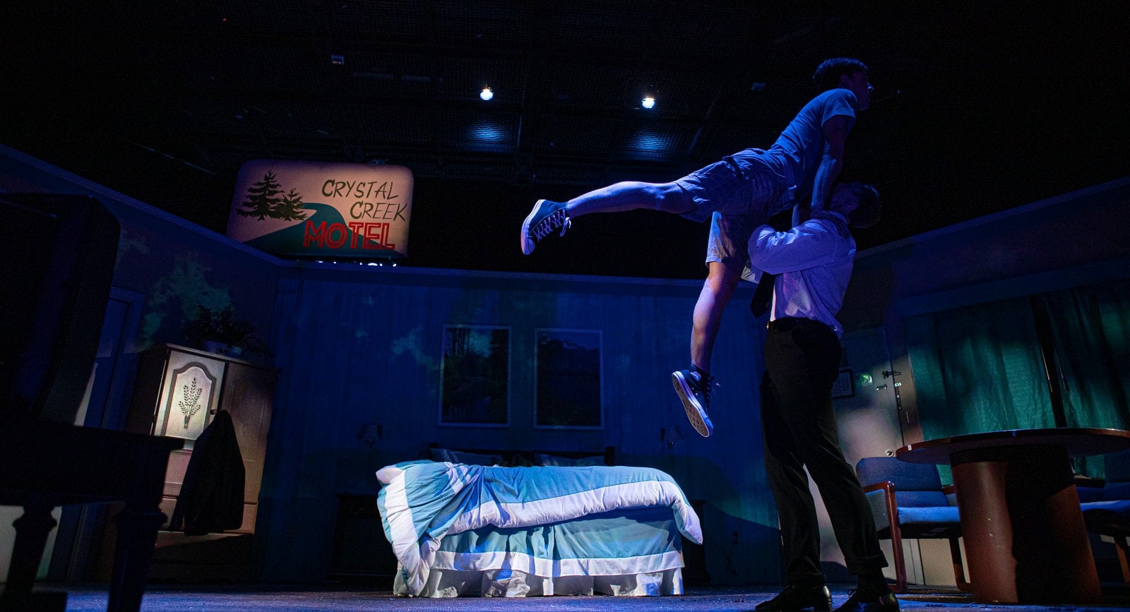 Jordan Clark Halsey and James Finley in Flying V Theatre's 'Crystal Creek Motel.' Photo by JayLee Photography.