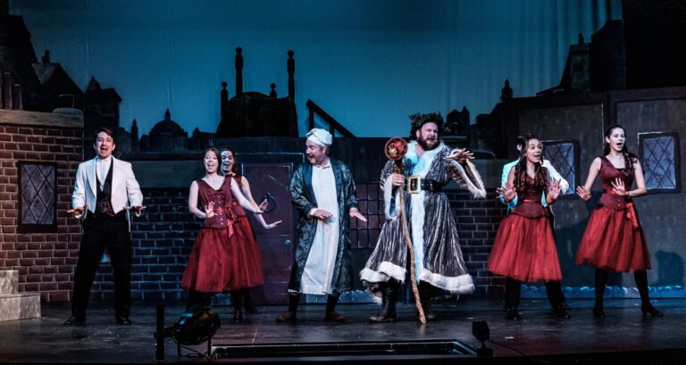 John Wakefield as the Ghost of Christmas Present sings "Abundance and Charity" in 2nd Star Productions' 'A Christmas Carol: The Musical.' Photo by Nate Jackson Photography.